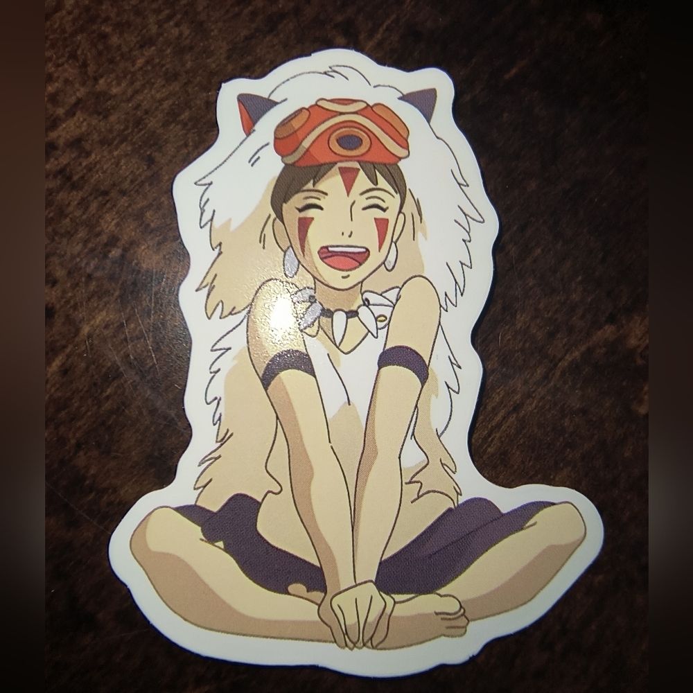 Princess Mononoke San Sticker - Beige, Cream & Red